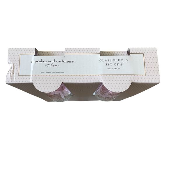 VIRAL Cupcakes & Cashmere Pink Heart Glass Champagne Flutes Set of 2 New - Picture 6 of 14